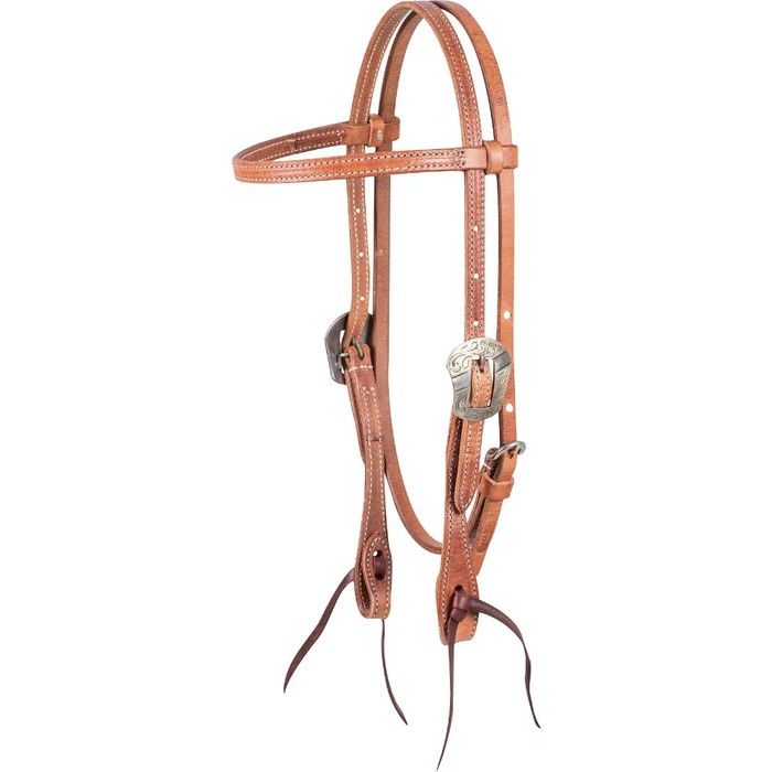 MARTIN SADDLERY TAN LEATHER LATIGO TIE BROWBAND HEADSTALL - SALINAS BUCKLE