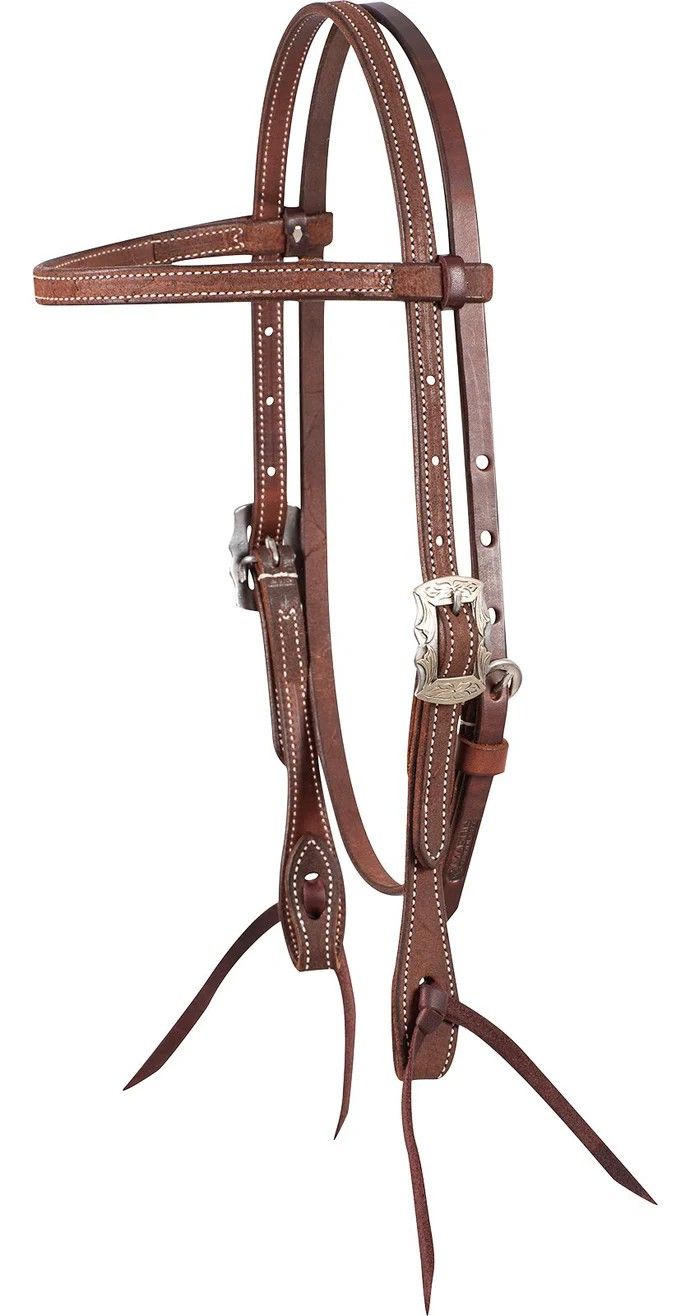 MARTIN SADDLERY CHOCOLATE LEATHER LATIGO TIE BROWBAND HEADSTALL - PRESCOTT BUCKLE