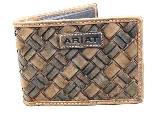ARIAT BASKETWEAVE BIFOLD WALLET - BROWN