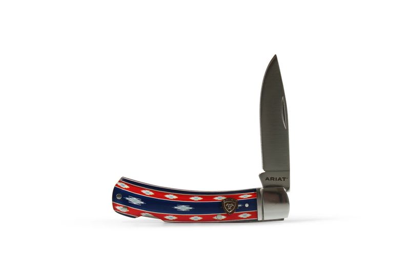 ARIAT SMOOTH BLADE FOLDING 3'' KNIFE - RED/BLUE