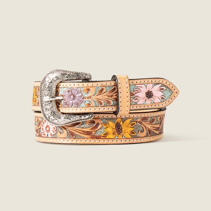 ARIAT GIRLS' WESTERN DAISIES &amp; SUNFLOWERS TOOLED BELT