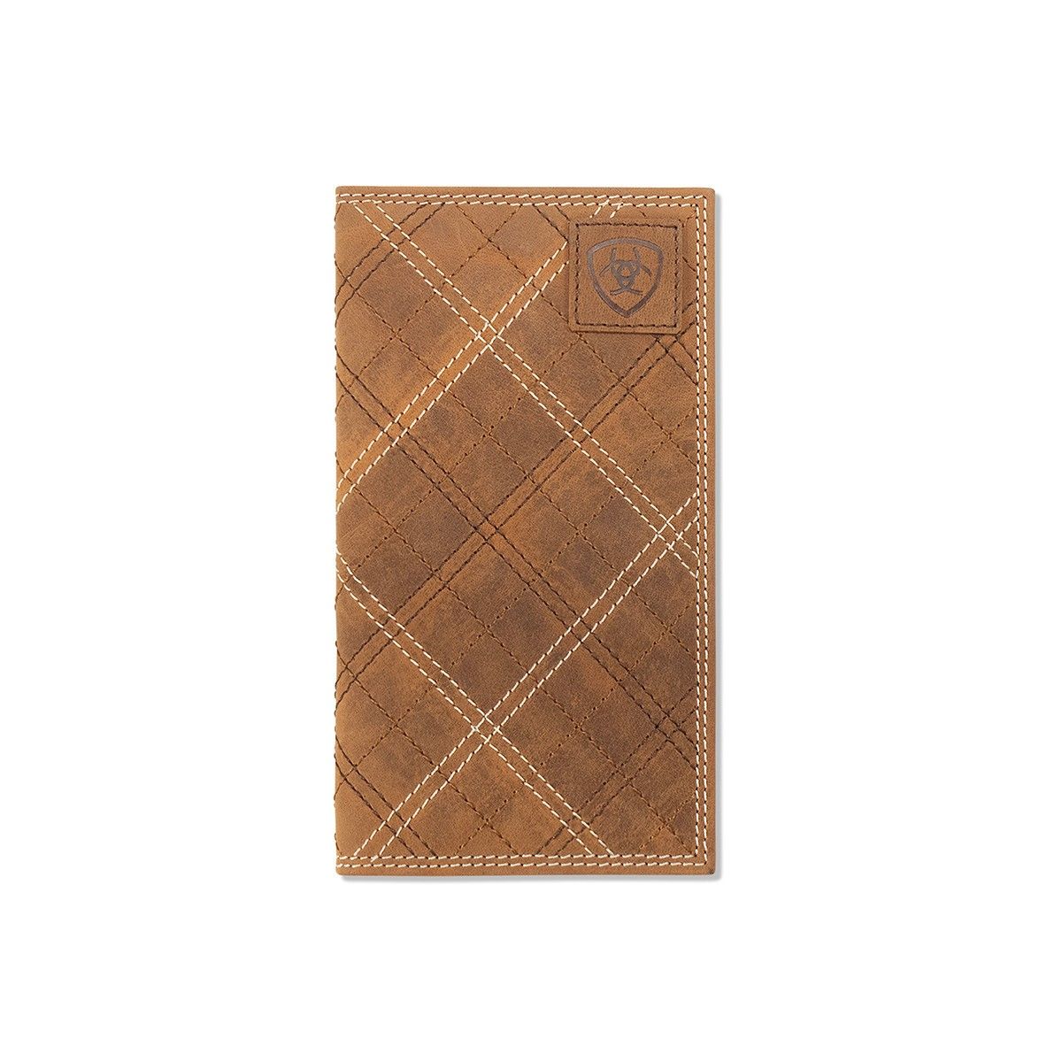 ARIAT MEN'S CROSS STITCH PATCH RODEO WALLET - BROWN