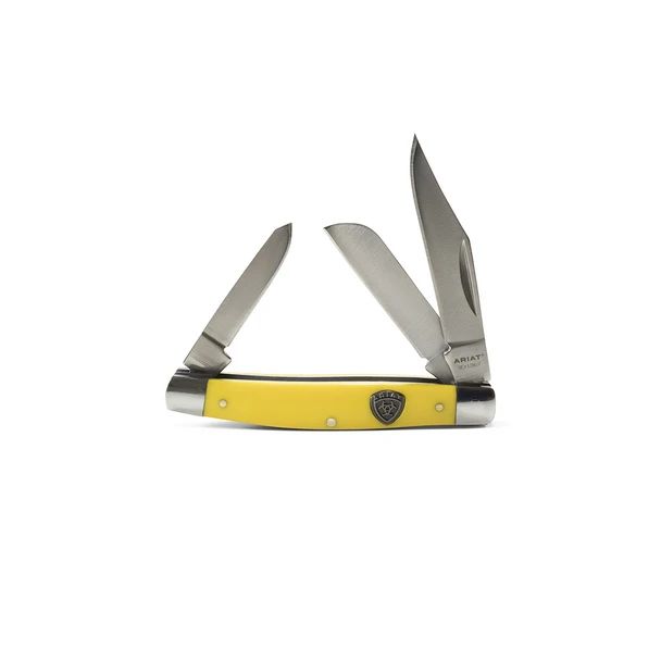 ARIAT STOCKMAN FOLDING 3'' KNIFE - YELLOW