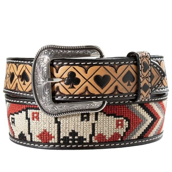3D MEN'S ACES EMBROIDERED BELT