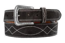 NOCONA MEN'S ROUGHOUT BOOTSTITCH WESTERN BELT - BLACK