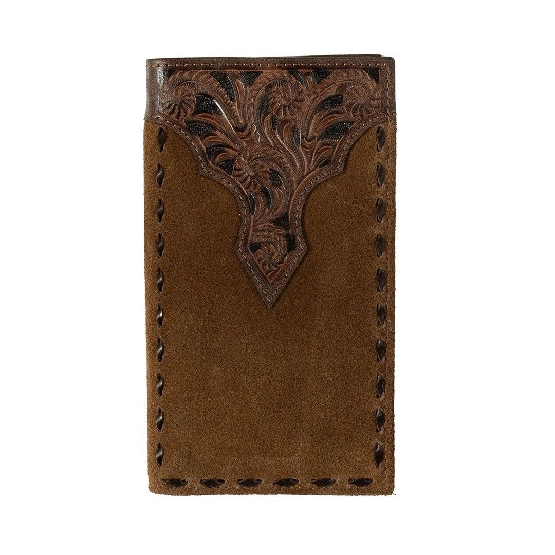 NOCONA MEN'S ROUGHOUT BUCK LACING RODEO WALLET - TAN