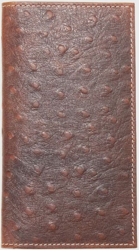NOCONA MEN'S LEATHER OSTRICH PRINT RODEO WALLET - BROWN