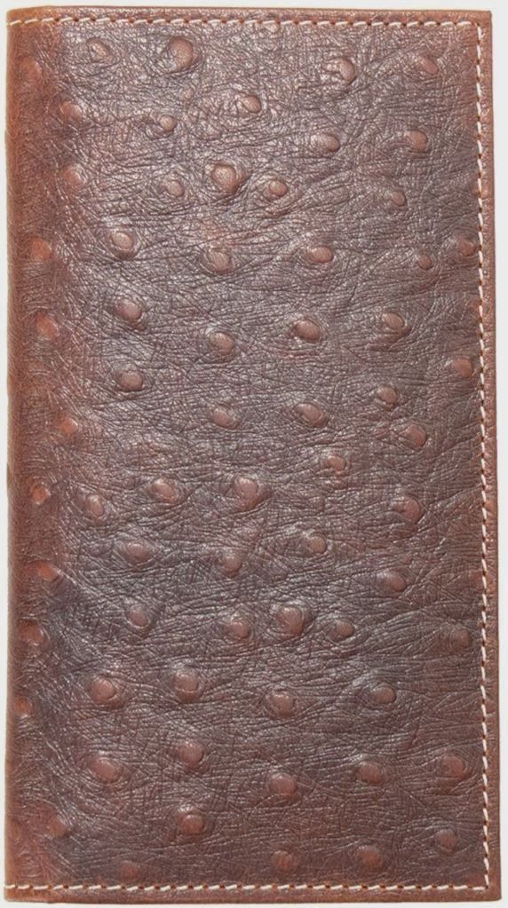 NOCONA MEN'S LEATHER OSTRICH PRINT RODEO WALLET - BROWN