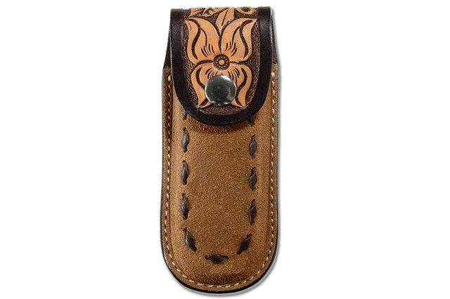 3D MEN'S HAND TOOLED LEATHER FLORAL ROUGHOUT KNIFE SHEATH