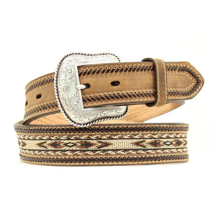 NOCONA MEN'S RIBBON LACE BELT - BROWN