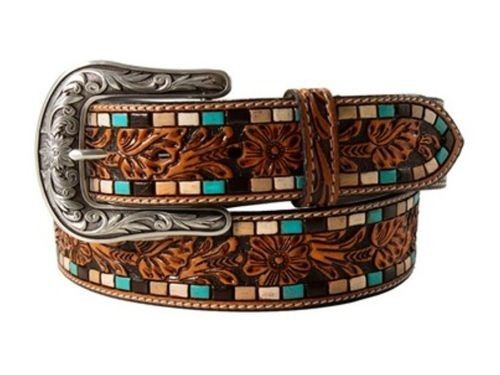 NOCONA WOMEN'S 1 1/2 FLORAL BELT - BROWN