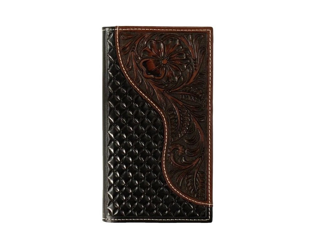 NOCONA MEN'S FLORAL OVERLAY RODEO WALLET - BROWN