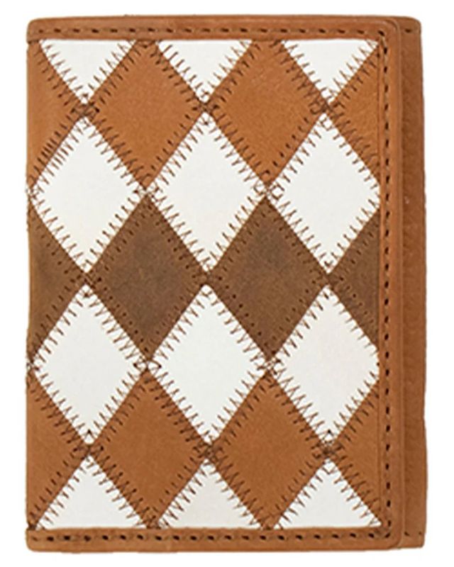NOCONA MEN'S DIMOND PATCHWORK TRIFOLD WALLET