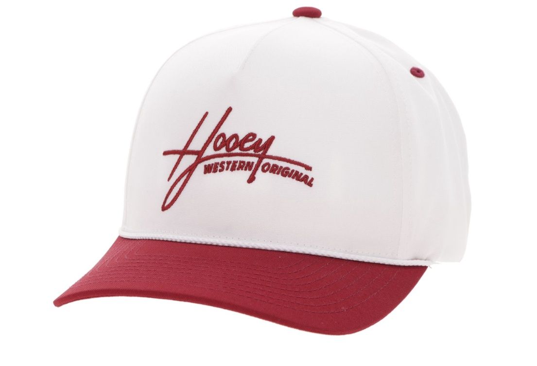 HOOEY MARK OUT SNAPBACK TRUCKER CAP - WHITE/MAROON &amp; RED