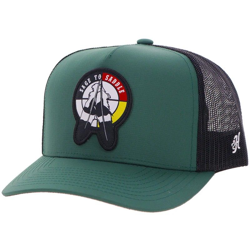HOOEY SAGE TO SADDLE SNAPBACK TRUCKER CAP - GREEN/BLACK &amp; BLACK/YELLOW/RED