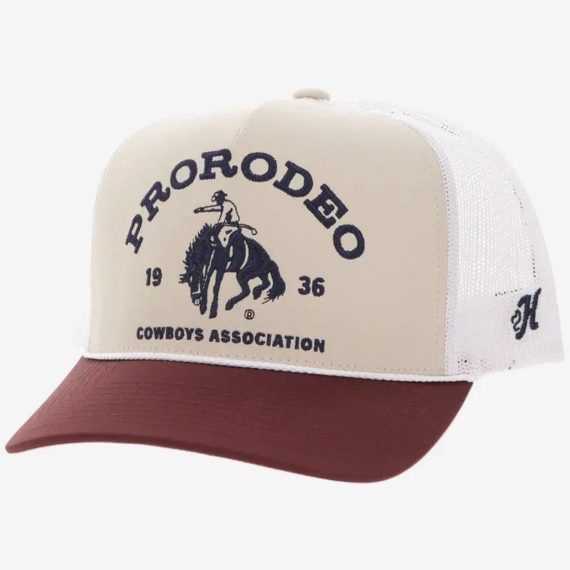 HOOEY PRCA SNAPBACK TRUCKER CAP - TAN/WHITE &amp; BLUE