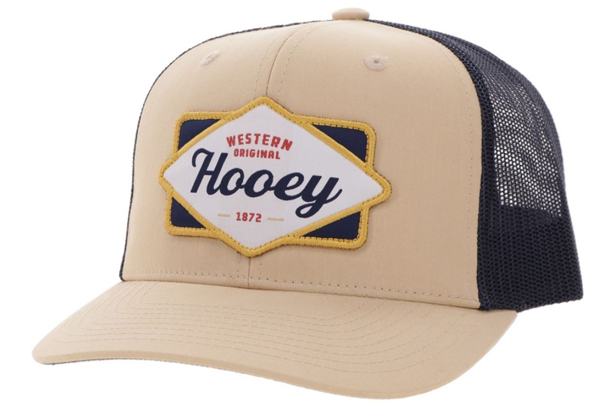 HOOEY DIAMOND SNAPBACK TRUCKER CAP - TAN/NAVY &amp; WHITE/TAN/NAVY