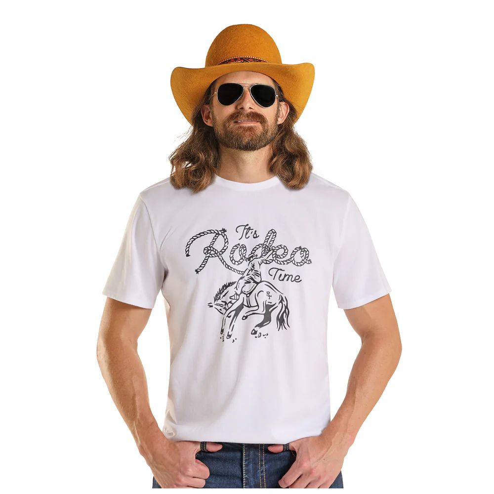 ROCK &amp; ROLL DENIM MEN'S SHORT SLEEVE DALE GRAPHIC TEE SHIRT - WHITE