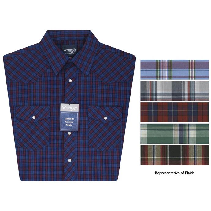 WRANGLER MEN'S LONG SLEEVE BIG AND TALL PEARL SNAP SHIRT - ASSORTED