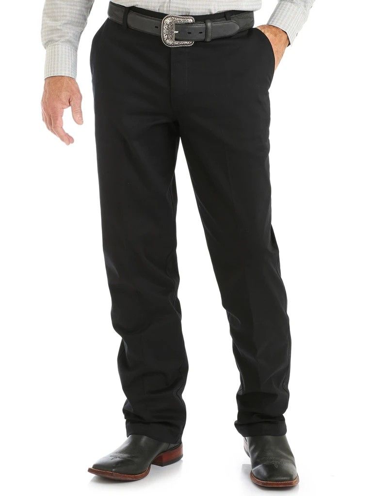WRANGLER MEN'S RIATA FLAT FRONT PANT - BLACK