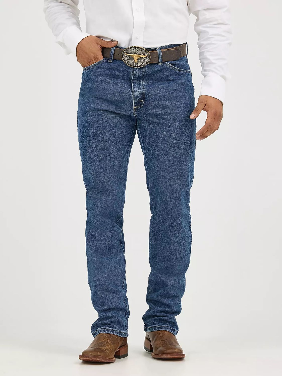 WRANGLER MEN'S GEORGE STRAIGHT COWBOY CUT SLIM FIT JEAN - HEAVYWEIGHT STONE DENIM