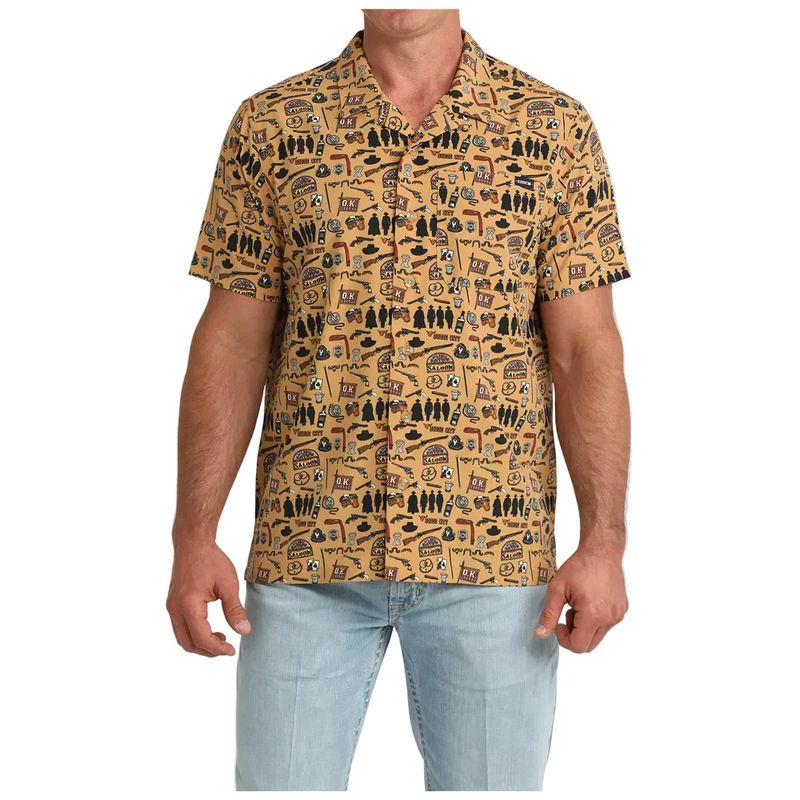 CINCH MEN'S SHORT SLEEVE BUTTON CAMP SHIRT - BROWN CINCH MEN'S SHORT SLEEVE BUTTON CAMP SHIRT - BROWN