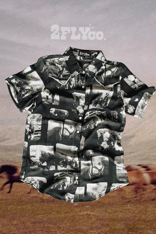2 FLY CO. WOMEN'S SHORT SLEEVE HEREFORD EDIT PEARL SNAP SHIRT - BLACK
