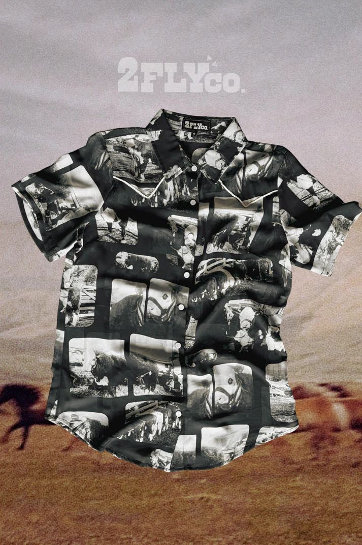 2 FLY CO. WOMEN'S SHORT SLEEVE HEREFORD EDIT PEARL SNAP SHIRT - BLACK