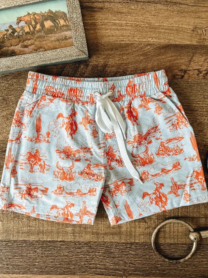THE LITTLE WESTERN BRAND BOYS' DAY ON THE PLAINS WESTERN SWIM TRUNKS