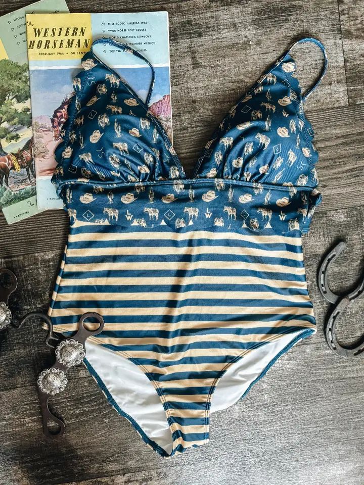 THE LITTLE WESTERN BRAND WOMEN'S ALL THINGS WESTERN ONE-PIECE SWIMSUIT