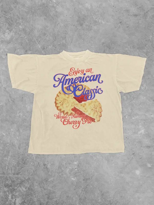 CLANDESTINE UNDERGROUND WOMEN'S SHORT SLEEVE CHERRY PIE TEE SHIRT - IVORY
