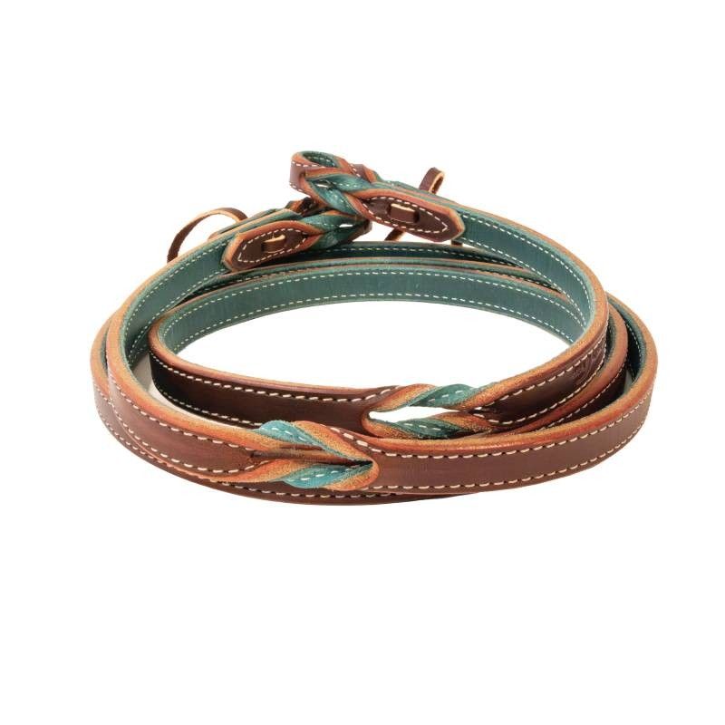 PROFESSIONAL'S CHOICE PONY ROPING REIN - TURQUOISE TWIST