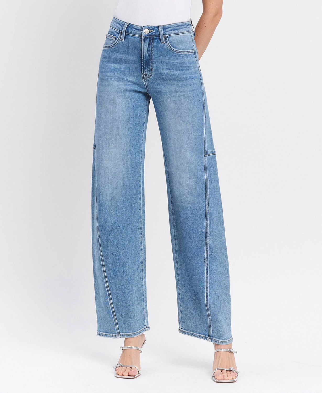 LOVERVET SUPER HIGH RISE FULL LENGHT BARREL JEAN - ALL BLUES, SIZE: 26