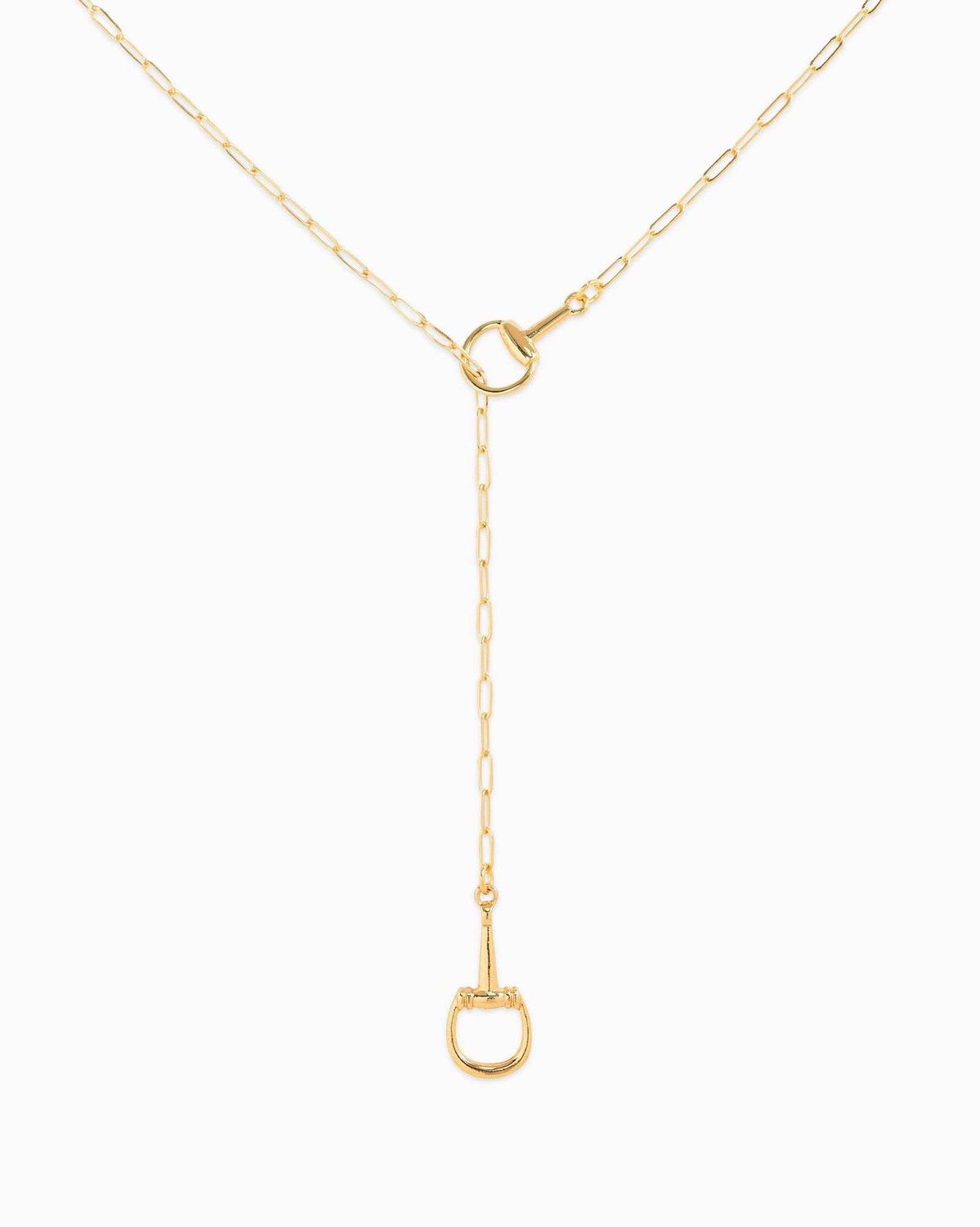SESSORI HORSEBIT Y-DROP LARIAT NECKLACE, COLOR: GOLD