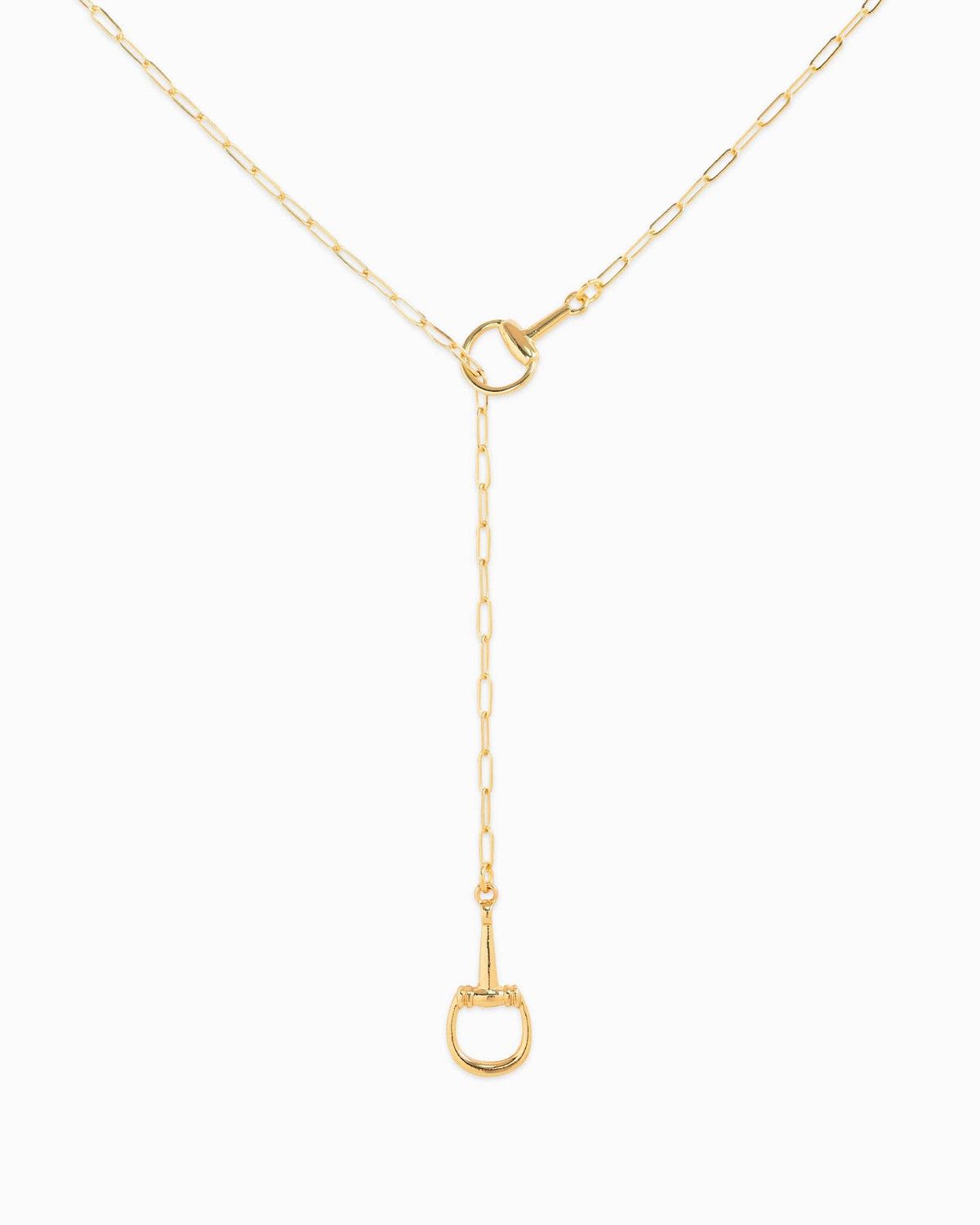 SESSORI HORSEBIT Y-DROP LARIAT NECKLACE, COLOR: GOLD
