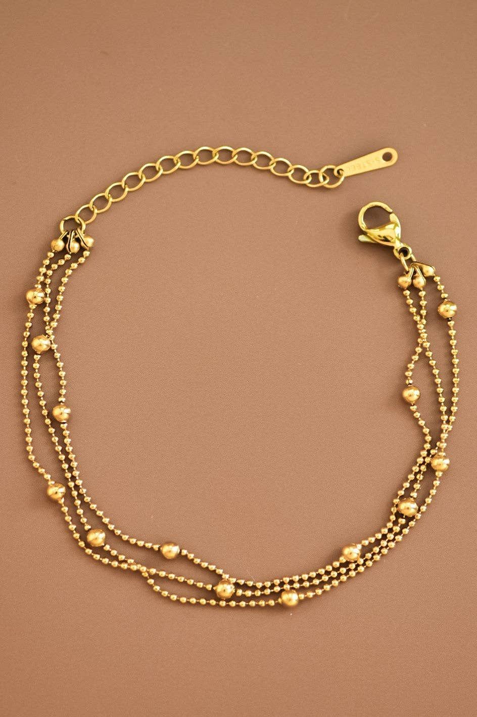MIA ACCESSORIES WOMEN'S 18K GOLD PLATED WATERPROOF STAINLESS STEEL CHAIN BRACELET - 7435, COLOR: S0OX3T7435