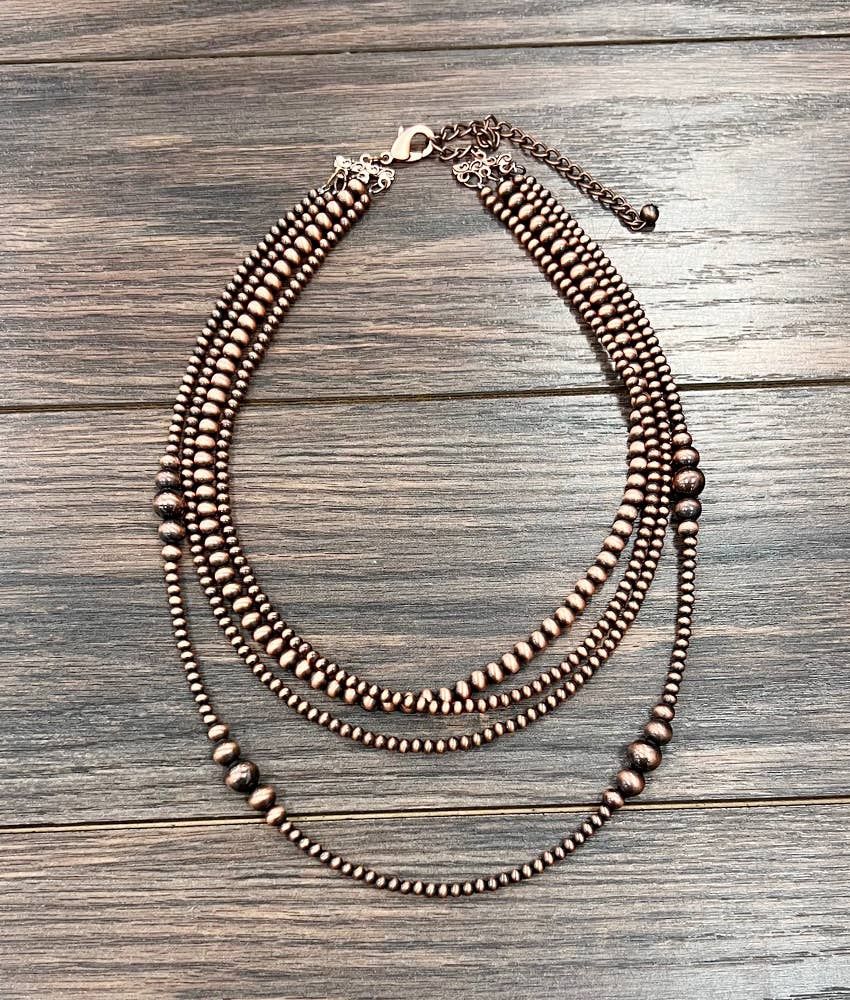 ISAC TRADING INC. WOMEN'S  COPPER WESTERN BEAD STRAND NECKLACE