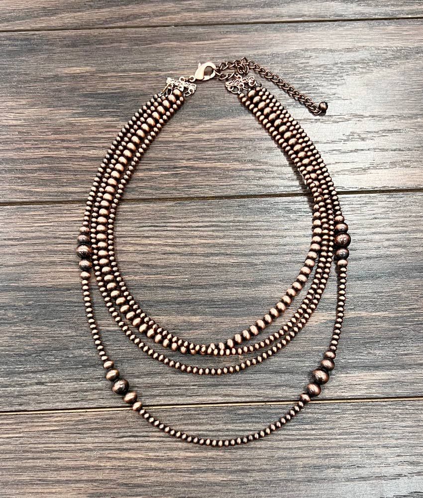 ISAC TRADING INC. WOMEN'S COPPER WESTERN BEAD STRAND NECKLACE