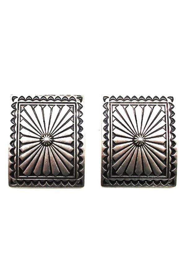 SNOWING WEST WESTERN CONCHO POST EARRING