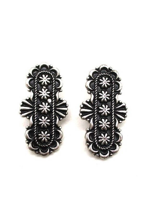 SNOWING WEST WESTERN SMALL CONCHO 3 DANGLE EARRING