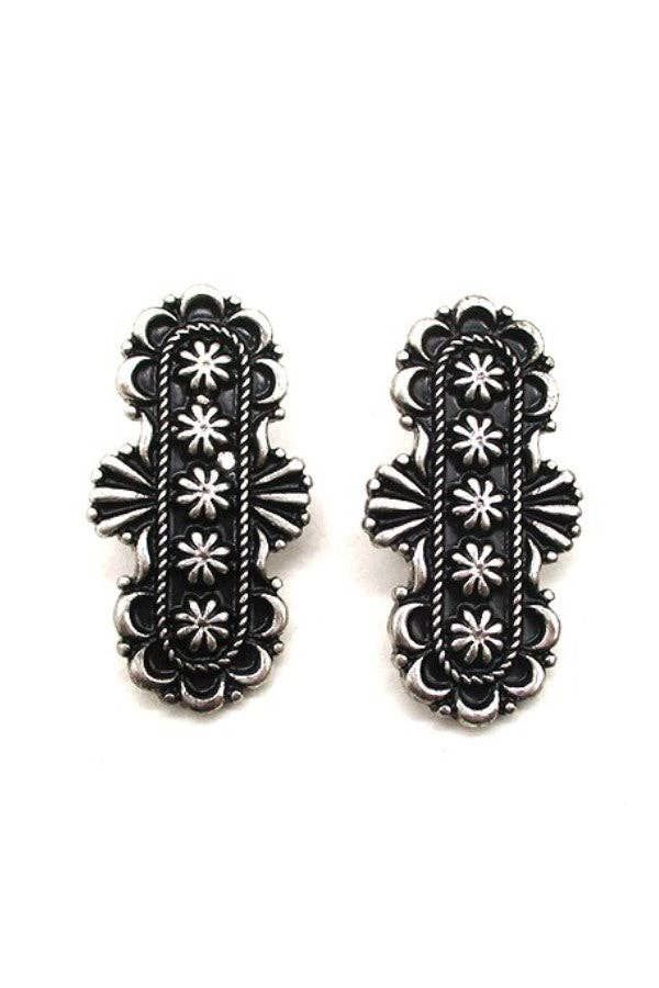 SNOWING WEST WESTERN SMALL CONCHO 3 DANGLE EARRING