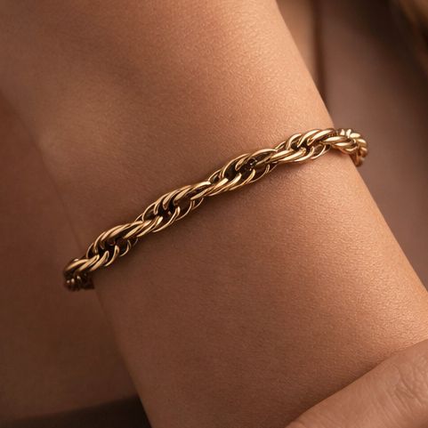 MIA ACCESSORIES WOMEN'S 18K GOLD PLATED WATERPROOF STAINLESS STEEL CHAIN BRACELET - 7070
