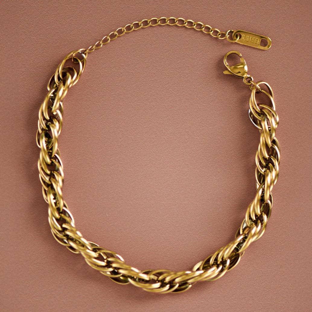 MIA ACCESSORIES WOMEN'S 18K GOLD PLATED WATERPROOF STAINLESS STEEL CHAIN BRACELET - 7070, COLOR: S0OX3T7070