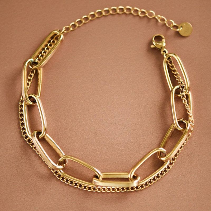 MIA ACCESSORIES WOMEN'S 18K GOLD PLATED WATERPROOF STAINLESS STEEL CHAIN BRACELET - 6878
