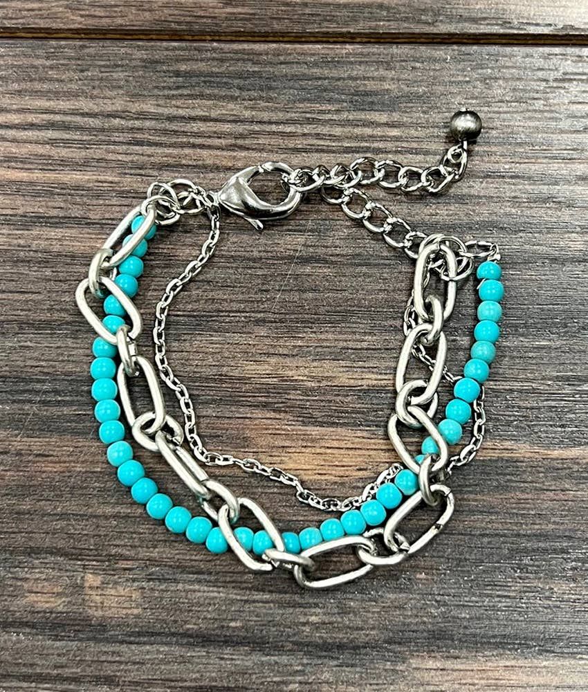 ISAC TRADING INC. WOMEN'S HANDMADE TURQUOISE ADJUSTABLE BRACELET