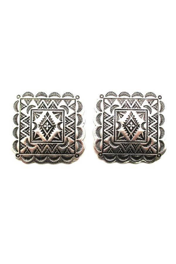 SNOWING WEST WESTERN CONCHO DESIGN POST EARRINGS(1)