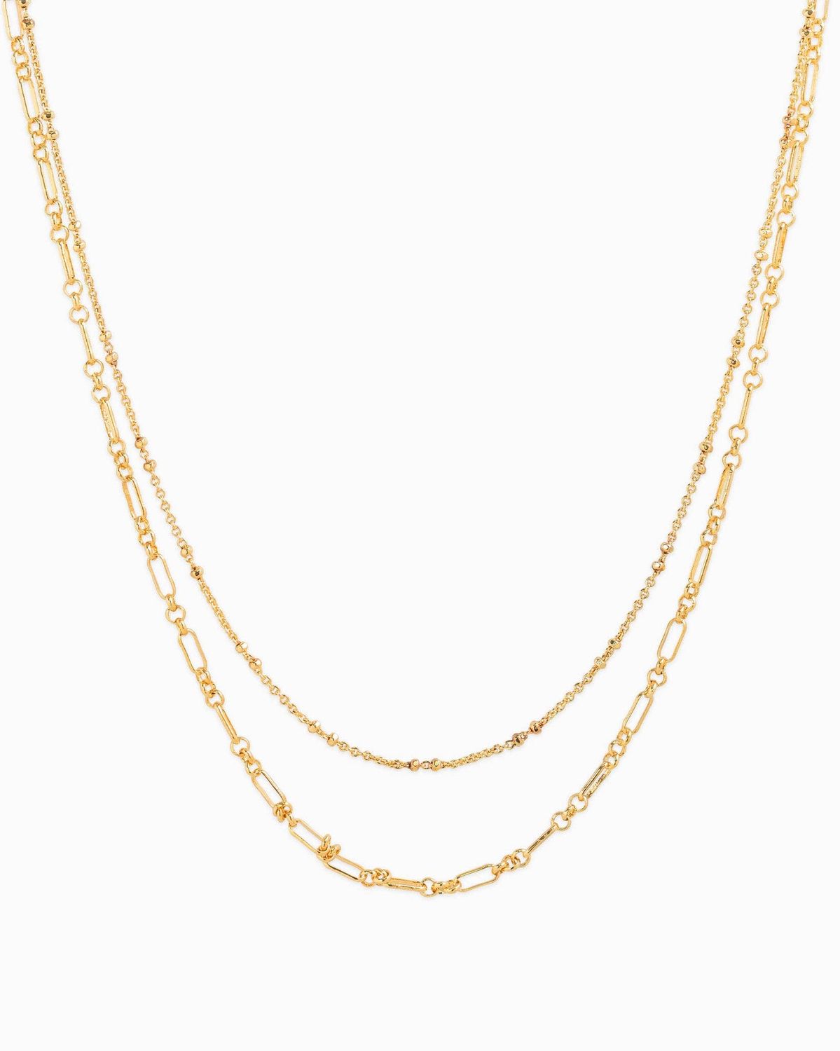 SESSORI DELICATE BAR AND LINK CHAIN LAYERED NECKLACE, COLOR: GOLD