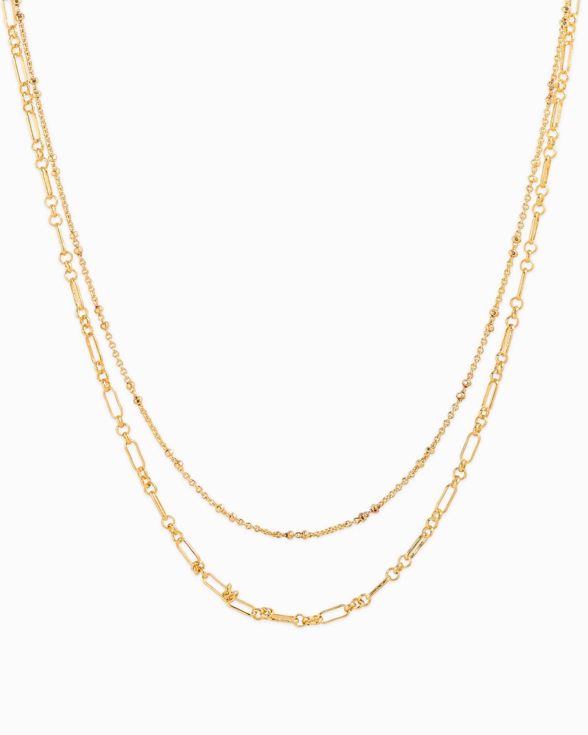 SESSORI DELICATE BAR AND LINK CHAIN LAYERED NECKLACE, COLOR: GOLD