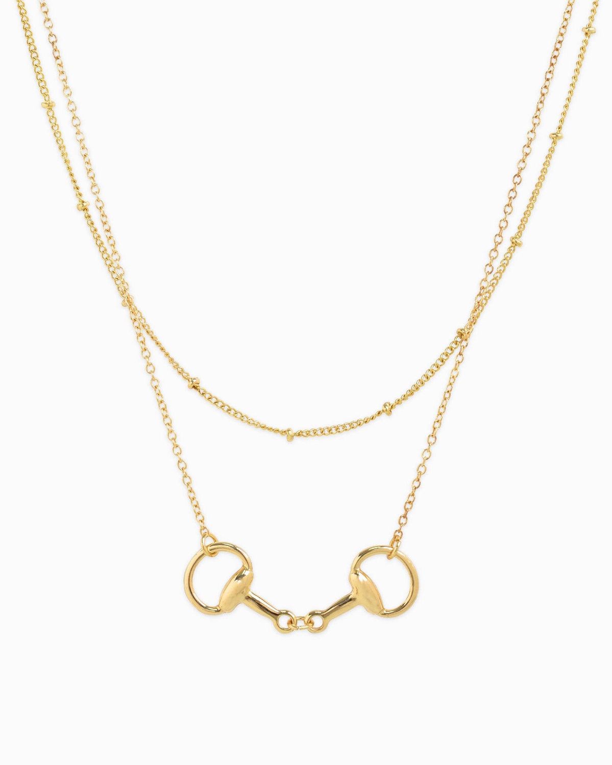 SESSORI LAYERED DOUBLE HORSEBIT NECKLACE, COLOR: GOLD