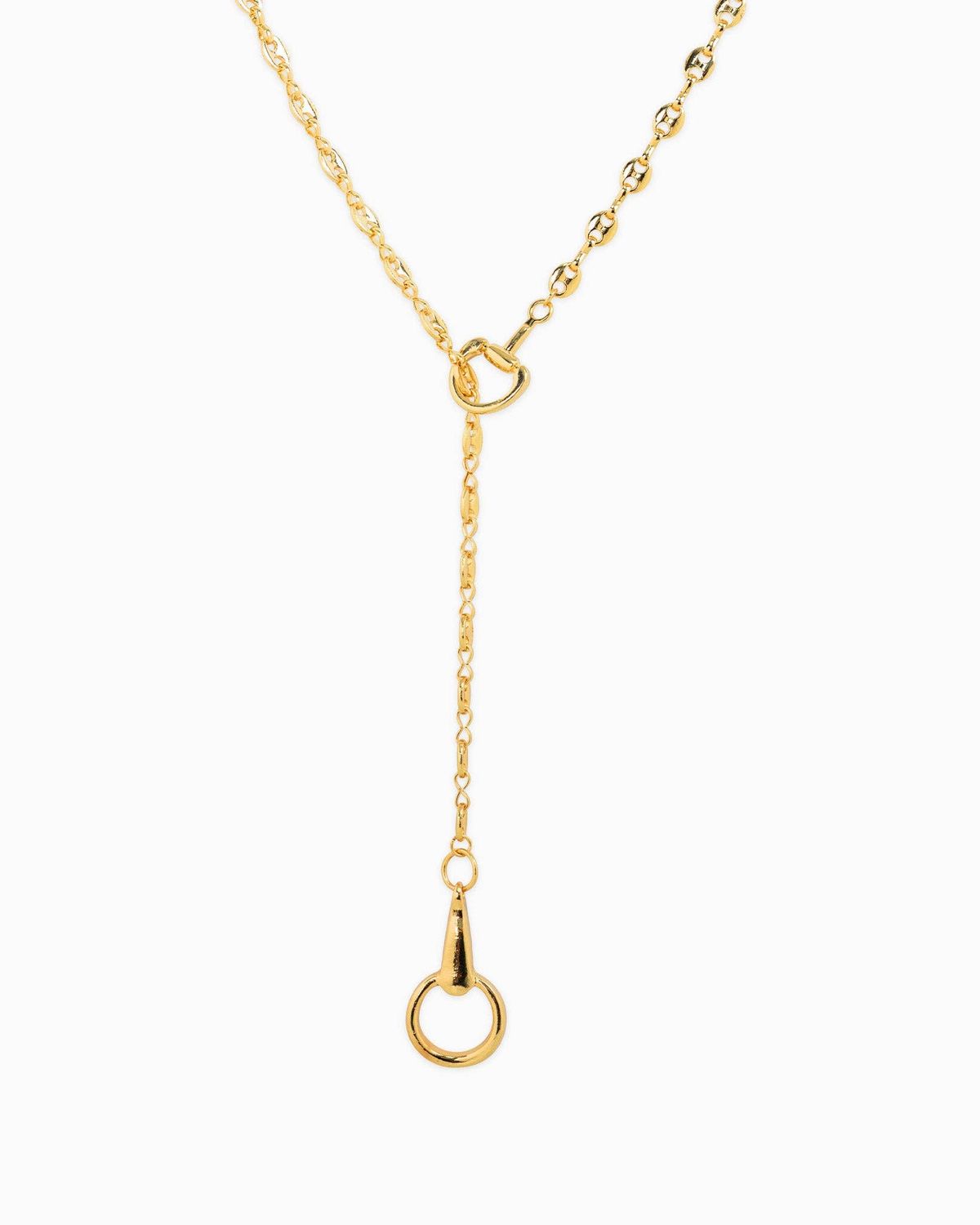 SESSORI HORSEBIT Y-DROP MARINER CHAIN NECKLACE, COLOR: GOLD